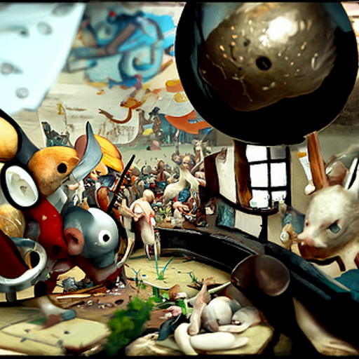 Ein detailliertes Gemälde von allem im Stil von Hieronymus Bosch (Bild: Martin Wolf / Golem.de - Disco Diffusion)